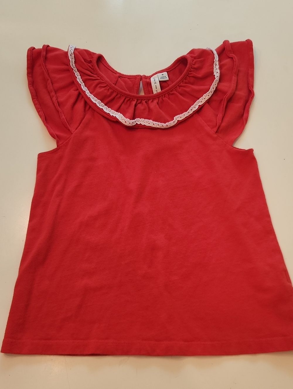 Janie And Jack Red Ruffle Sleeve Top Size 10